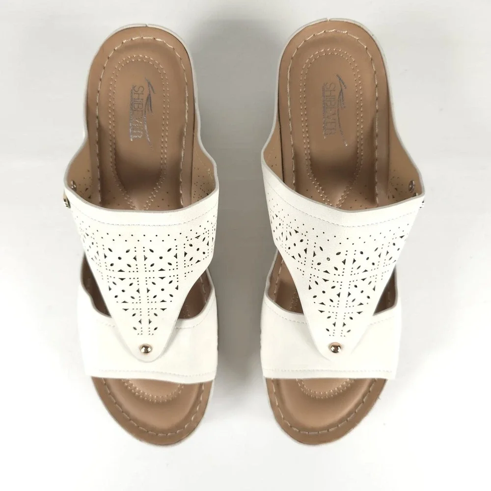 SHIBEVER NWOT Low Comfortable Wedge Sandal Open‎ Toe Slip On Size 42 US 11
